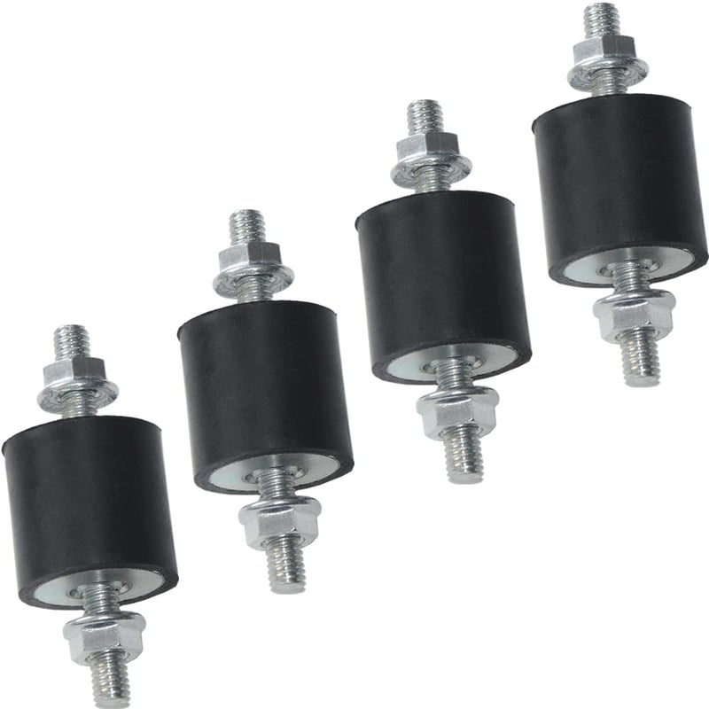 APUXON 4pcs 25 x 25mm Rubber Mounts Rubber Vibration Isolator Mounts Shock Absorber with M6 x 19mm Studs Vibration Isolators - Image 1